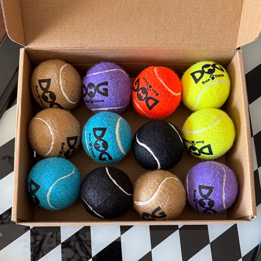 Dog Run & Fetch Multicolor Durable Tennis Balls - 12 Pack